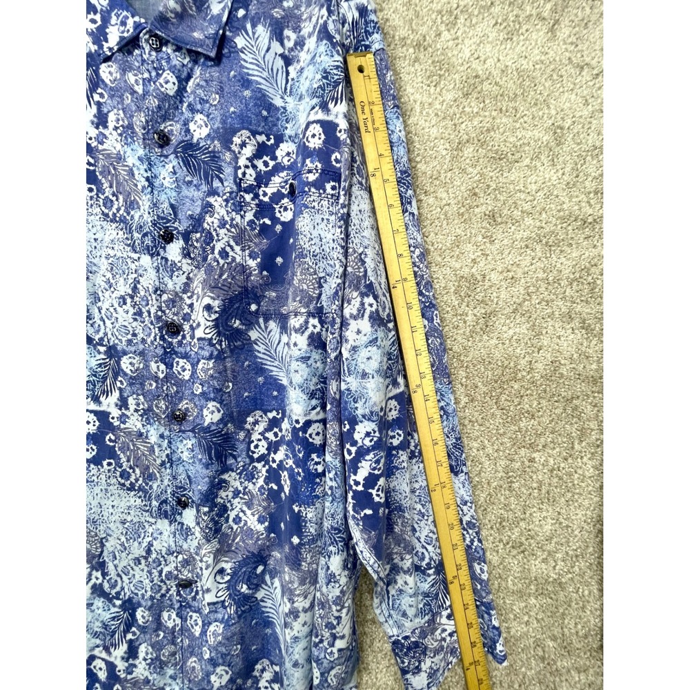 Tommy Bahama Tortola Hawaiian Button Down Shirt Mens XXL Batik Blue Long Sleeve - Picture 7 of 9
